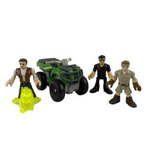 Mattel Imaginext Jurassic World Dinosaur Green ATV/4 Wheeler Toy + 3 Men Figures